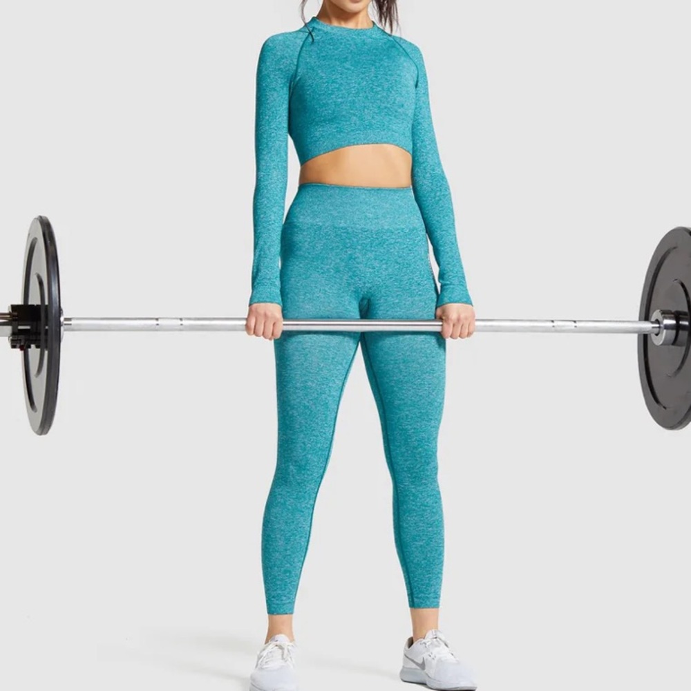 Gymshark Seamless Crop Top & Leggings Set Teal Women’s Activewear
